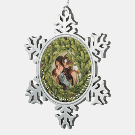 kerstfoto tin sneeuwvlok ornament (Rechts)