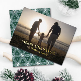 Kerstfoto Topografie Goud Groen Wit Folie Feestdagenkaart