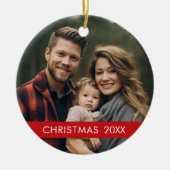 Kerstfoto tot een minimum met Trendy Red Keramisch Ornament (Voorkant)