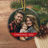 Kerstfoto tot een minimum met Trendy Red Keramisch Ornament