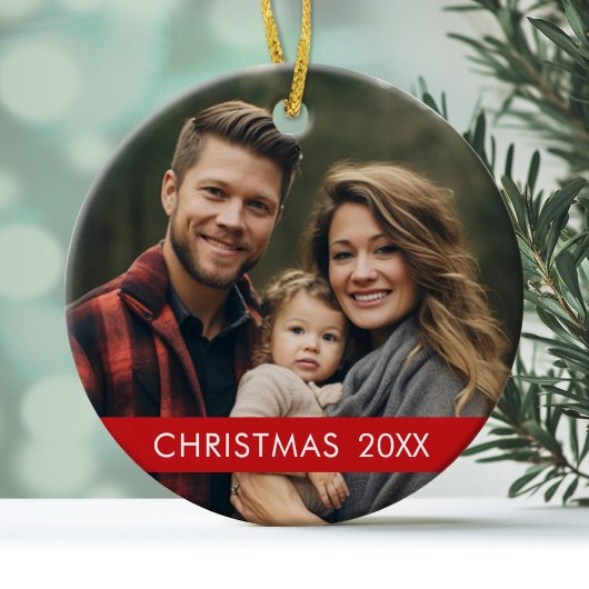 Kerstfoto tot een minimum met Trendy Red Keramisch Ornament