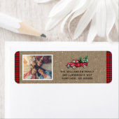  kerstfoto Truck Tree Return-adres Etiket (Insitu)