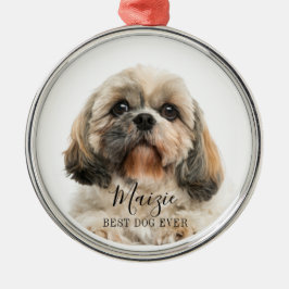 kerstfoto Tzu Dog Persoonlijke foto Metalen Ornament
