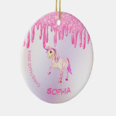 kerstfoto Unicorn Pink Glitter Girly Keramisch Ornament (Rechts)
