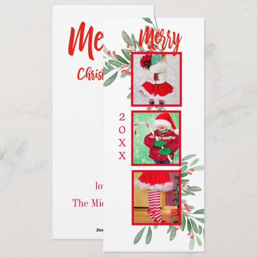 Kerstfoto Vakantie Holly Krans Vrolijk Feestdagenkaart (Voorkant / Achterkant)