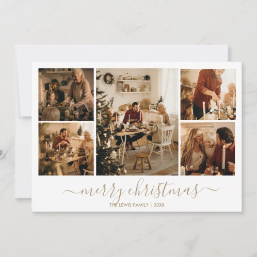 Kerstfoto vakantie Kaart (Goud) (Voorkant)