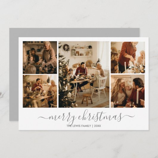 Kerstfoto vakantie Kaart (Silver) (Voorkant / Achterkant)