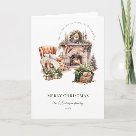 Kerstfoto vakantie sfeervol feestdagen kaart (Voorkant)