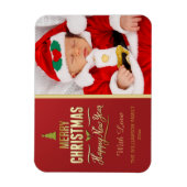 Kerstfoto vakantie typografie rood goud magneet (Verticaal)