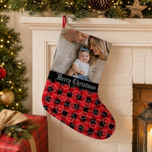 Kerstfoto van baby kleine kerstsok