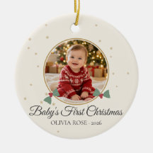 Kerstfoto van baby met hulst en sterren