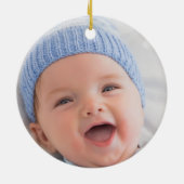 Kerstfoto van baby's eerste zeilboot keramisch ornament (Achterkant)