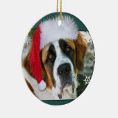kerstfoto van Bernard Dog Keramisch Ornament (Rechts)