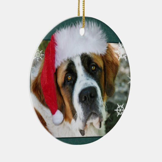 kerstfoto van Bernard Dog Keramisch Ornament (Rechts)