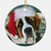 kerstfoto van Bernard Dog Keramisch Ornament (Voorkant)
