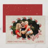 kerstfoto van Blessed Red Berries Feestdagenkaart (Voorkant / Achterkant)