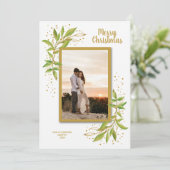 Kerstfoto van Botanische Greenery Feestdagenkaart (Staand voorkant)