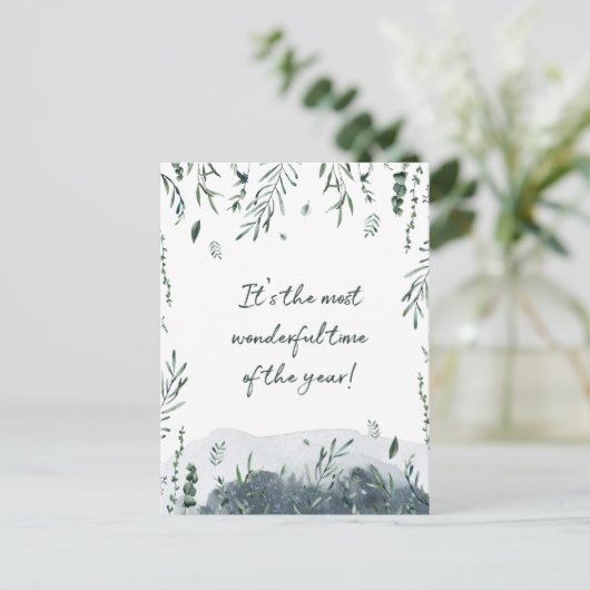 Kerstfoto van Botanische Greenery Feestdagenkaart (Staand voorkant)