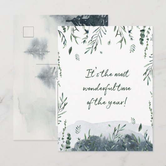 Kerstfoto van Botanische Greenery Feestdagenkaart (Voorkant / Achterkant)