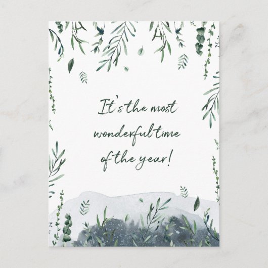 Kerstfoto van Botanische Greenery Feestdagenkaart (Voorkant)