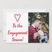 Kerstfoto van Candy Cane Hart Verlovingsaankondigi Feestdagenkaart (Voorkant)