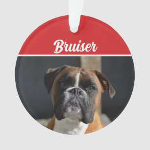 kerstfoto van Cute Boxer Dog Holiday Ornament