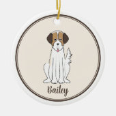 kerstfoto van Cute Puppy Dog Brown Fluffy Keramisch Ornament (Voorkant)