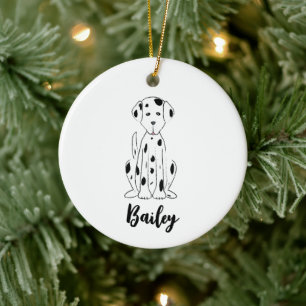 kerstfoto van Cute Puppy Dog Dalmatian Holiday Keramisch Ornament