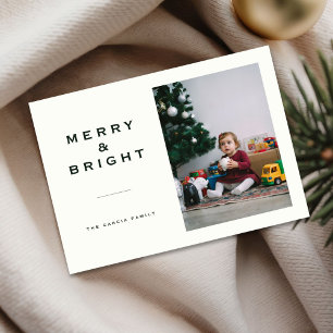 Kerstfoto van de babyfamilie in ivoor en groen, vr feestdagenkaart