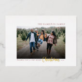 Kerstfoto van de gouden Manuscript van Elegant Folie Feestdagenkaart (Voorkant)