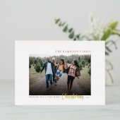 Kerstfoto van de gouden Manuscript van Elegant Folie Feestdagenkaart (Staand Voorkant)