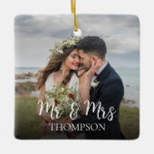 kerstfoto van de heer en mevrouw Simple Keramisch Ornament (Voorkant)
