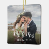 kerstfoto van de heer en mevrouw Simple Keramisch Ornament (Links)