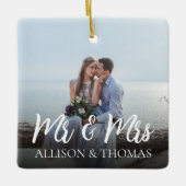 kerstfoto van de heer en mevrouw Simple Keramisch Ornament (Voorkant)