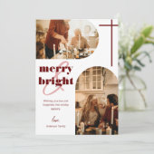 Kerstfoto van de Merry & Bright Dual Arch-reeks Feestdagenkaart (Staand voorkant)