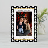 Kerstfoto van de moderne pineboomrand folie feestdagenkaart (Staand Voorkant)