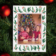 Kerstfoto van de prachtige Red Green Holly-familie