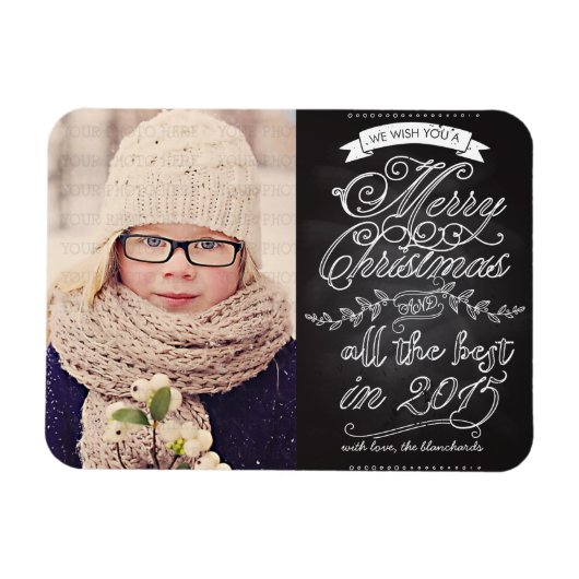 Kerstfoto van Elegant modern Chalkboard Magneet (Horizontaal)