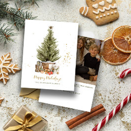 Kerstfoto van familie uit grootmoeders tijd met go feestdagenkaart