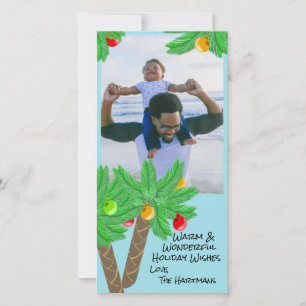 Kerstfoto van gedecorbeerde palmbomen