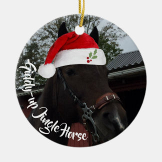 kerstfoto van Giddy Up Jingle Horse Keramisch Ornament
