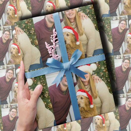 Kerstfoto van het gezin cadeaupapier
