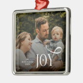 Kerstfoto van het gezin Joy Metalen Ornament (Links)