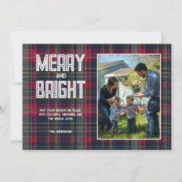 Kerstfoto van het gezin met Merry & Bright Custom  Feestdagenkaart