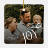 Kerstfoto van het Joy-gezin Keramisch Ornament (Achterkant)