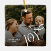 Kerstfoto van het Joy-gezin Keramisch Ornament (Voorkant)