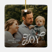 Kerstfoto van het Joy-gezin Keramisch Ornament (Achterkant)