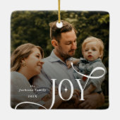 Kerstfoto van het Joy-gezin Keramisch Ornament (Achterkant)