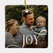 Kerstfoto van het Joy-gezin Keramisch Ornament (Voorkant)