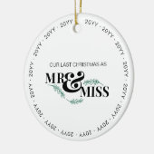 Kerstfoto van het laatste kerstfeest als verloofde keramisch ornament (Links)